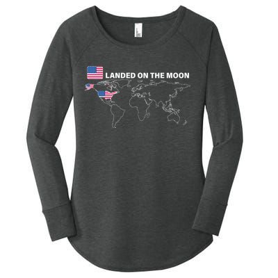 Landed On The Moon USA Map Women's Perfect Tri Tunic Long Sleeve Shirt