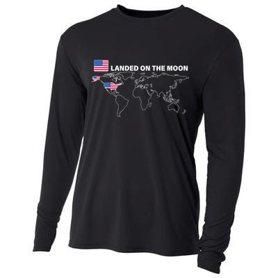 Landed On The Moon USA Map Cooling Performance Long Sleeve Crew