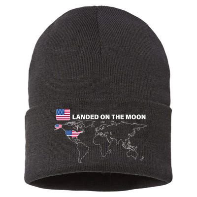 Landed On The Moon USA Map Sustainable Knit Beanie