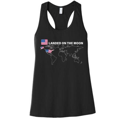 Landed On The Moon USA Map Women's Racerback Tank