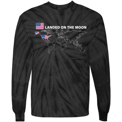 Landed On The Moon USA Map Tie-Dye Long Sleeve Shirt