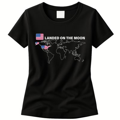 Landed On The Moon USA Map Womens T-Shirt