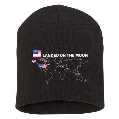 Landed On The Moon USA Map Short Acrylic Beanie