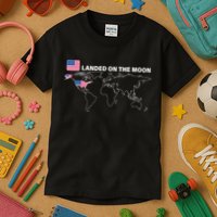Landed On The Moon USA Map Kids T-Shirt