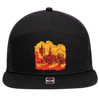 Landmark Charles Bridge 7 Panel Mesh Trucker Snapback Hat