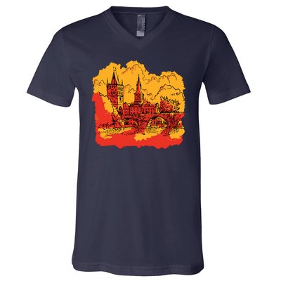 Landmark Charles Bridge V-Neck T-Shirt