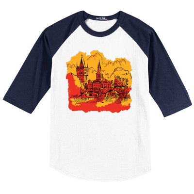 Landmark Charles Bridge Baseball Sleeve Shirt