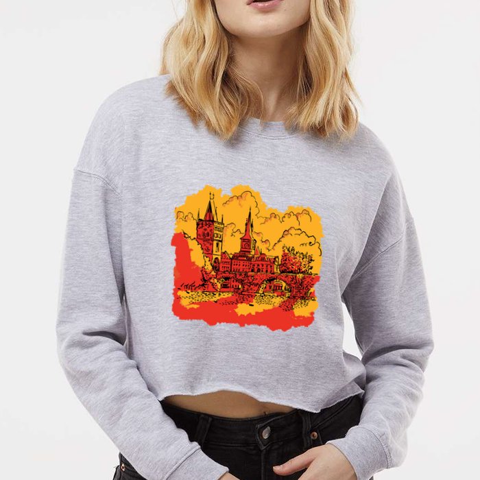 Landmark Charles Bridge Cropped Pullover Crew