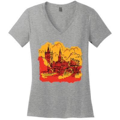 Landmark Charles Bridge Women's V-Neck T-Shirt