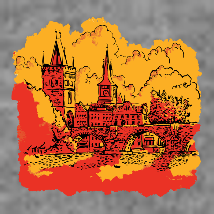 Landmark Charles Bridge Short Acrylic Beanie