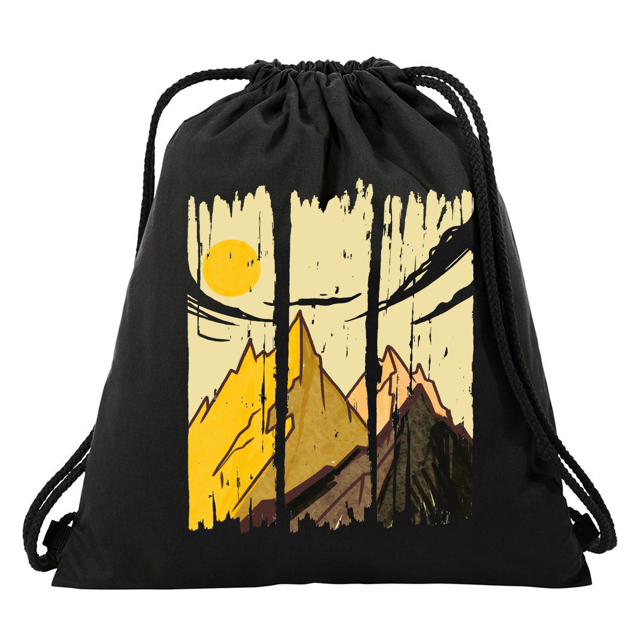 Landscape Sunset Mountain Drawstring Bag