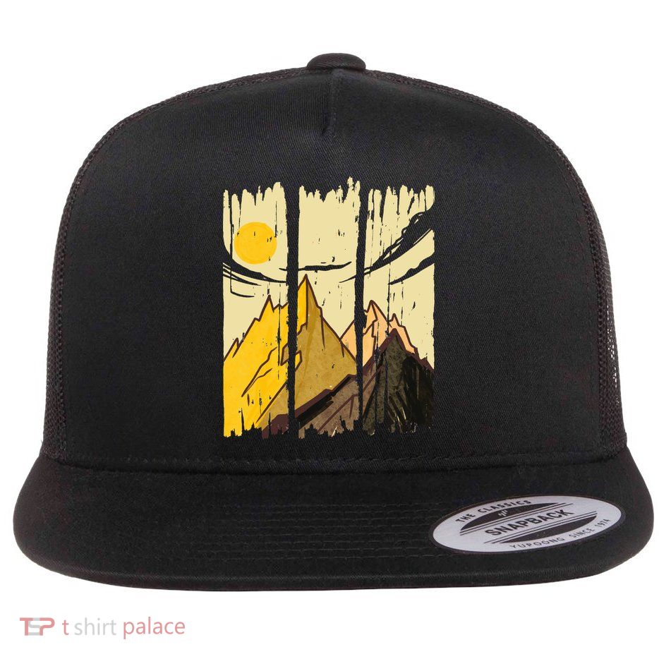 Landscape Sunset Mountain Flat Bill Trucker Hat