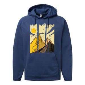 Landscape Sunset Mountain Performance Fleece Hoodie