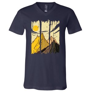 Landscape Sunset Mountain V-Neck T-Shirt