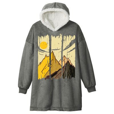 Landscape Sunset Mountain Hooded Wearable Blanket