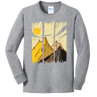 Landscape Sunset Mountain Kids Long Sleeve Shirt