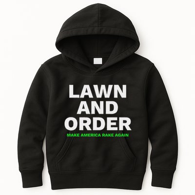 Lawn And Order. Make America Rake Again Kids Hoodie