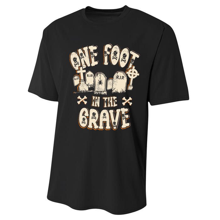 Leg Amputee One Foot In The Grave Missing Leg Performance Sprint T-Shirt