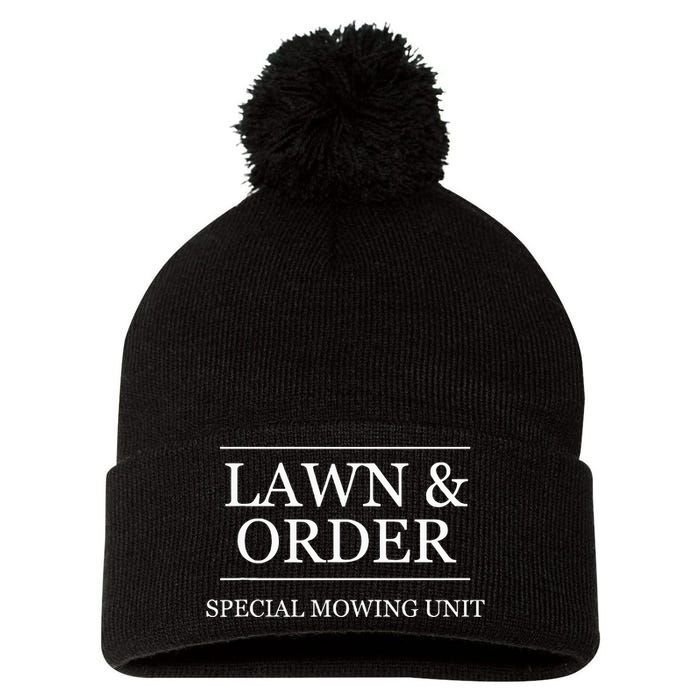 Lawn And Order Special Mowing Unit Funny Landscaper Gift Pom Pom 12in Knit Beanie