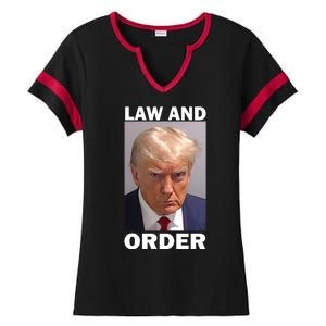 Law And Order Donald Trump Mugshot Ladies Halftime Notch Neck Tee