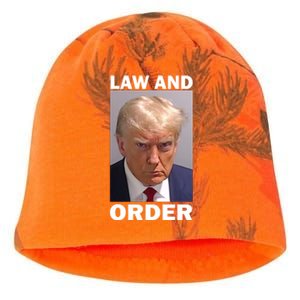 Law And Order Donald Trump Mugshot Kati - Camo Knit Beanie