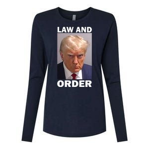 Law And Order Donald Trump Mugshot Womens Cotton Relaxed Long Sleeve T-Shirt