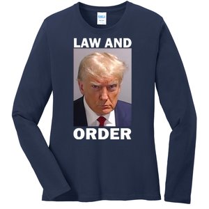 Law And Order Donald Trump Mugshot Ladies Long Sleeve Shirt