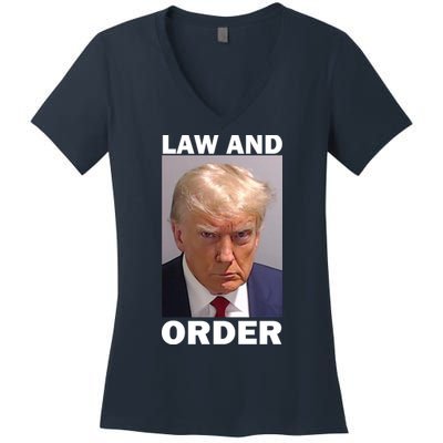 Law And Order Donald Trump Mugshot Women's V-Neck T-Shirt