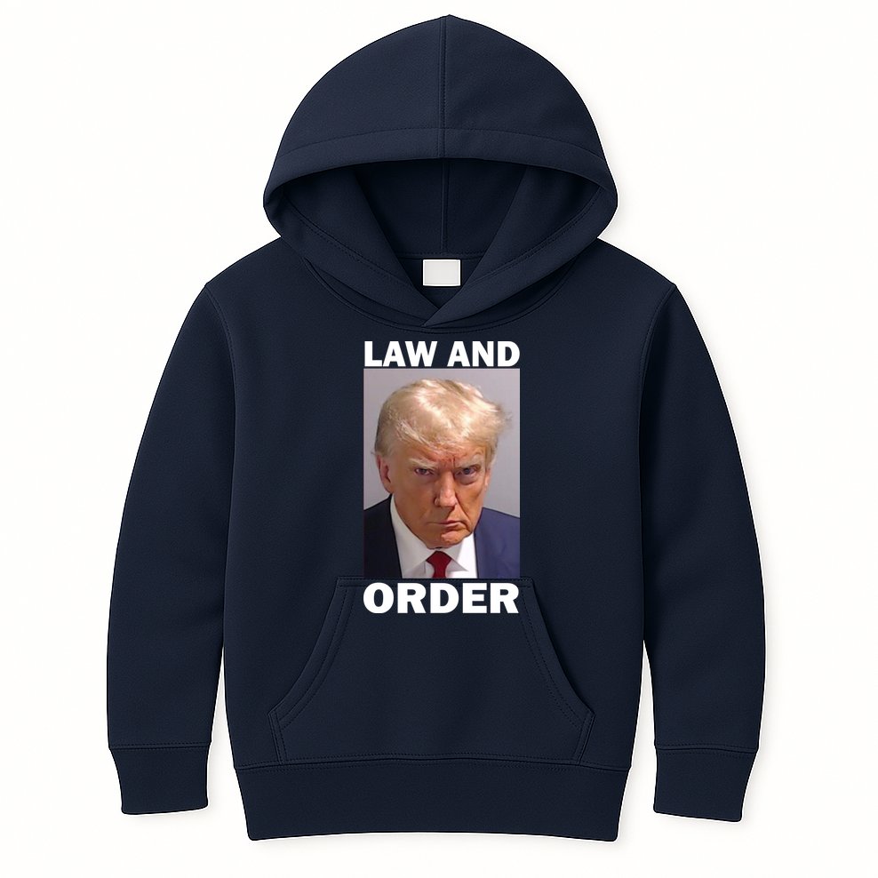 Law And Order Donald Trump Mugshot Kids Hoodie