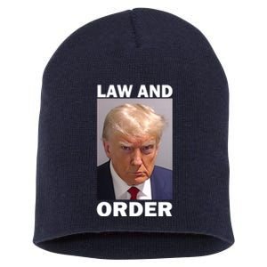 Law And Order Donald Trump Mugshot Short Acrylic Beanie