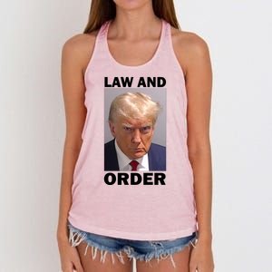 Law And Order Donald Trump Mugshot Women's Knotted Racerback Tank