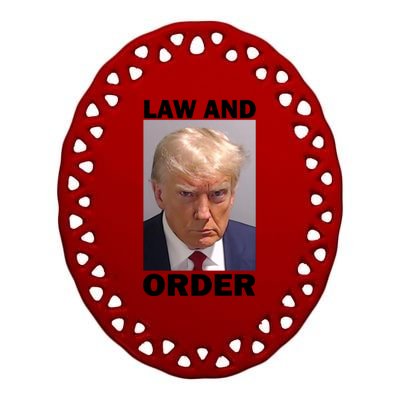 Law And Order Donald Trump Mugshot Ceramic Oval Ornament