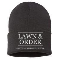 Lawn And Order Special Mowing Unit Funny Landscaper Gift Sustainable Knit Beanie