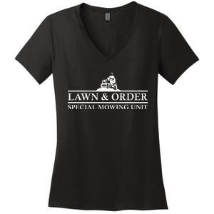 Lawn And Order Special Mowing Unit Funny Lawn Mower Novelty Women's V-Neck T-Shirt