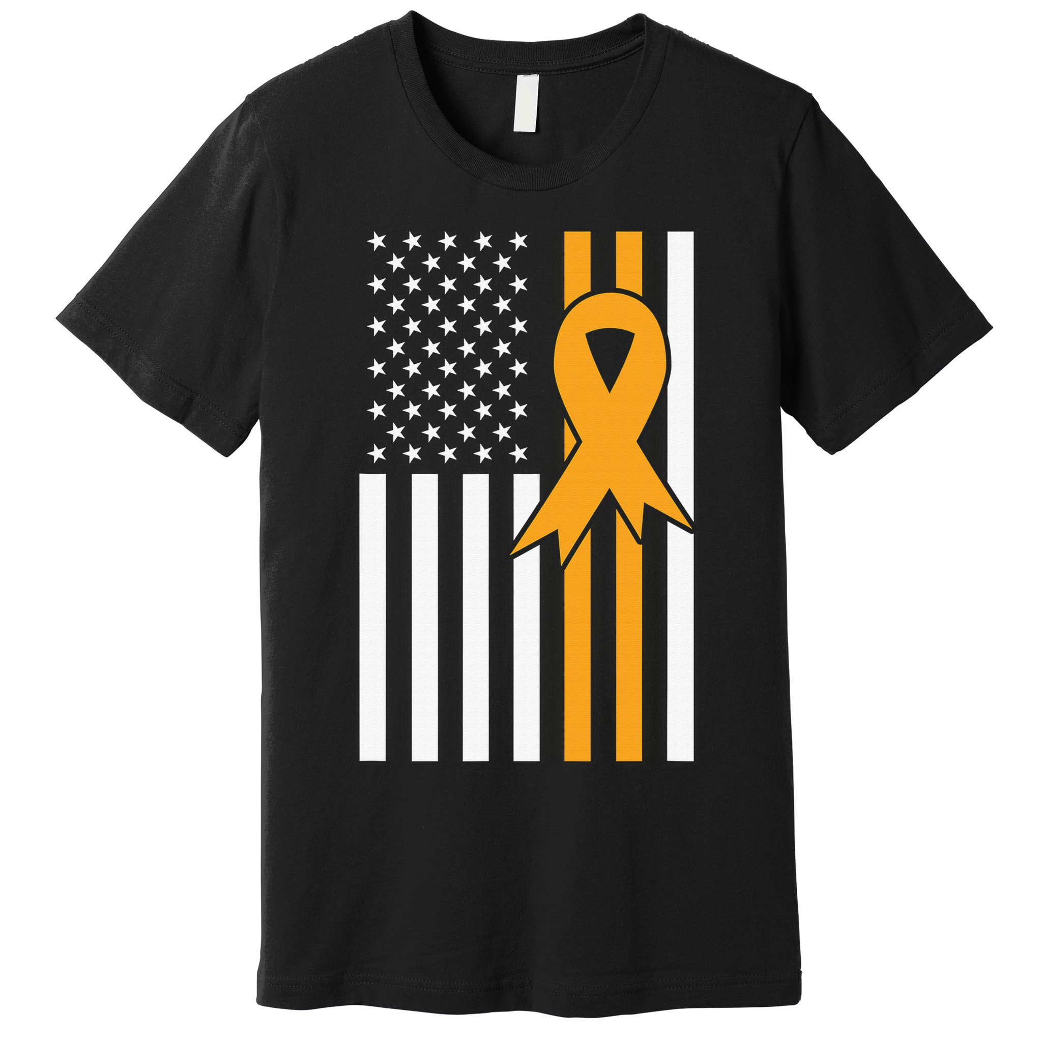 Leukemia Awareness Orange Ribbon USA American Flag Premium T-Shirt