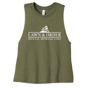 Lawn And Order Special Mowing Unit Funny Lawn Women's Racerback Cropped Tank