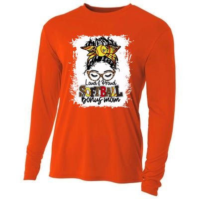 Loud And Proud Softball Bonus Mom Messy Bun Game Day Vibes Gift Cooling Performance Long Sleeve Crew