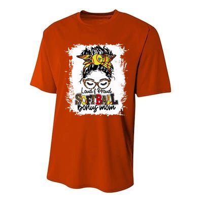 Loud And Proud Softball Bonus Mom Messy Bun Game Day Vibes Gift Performance Sprint T-Shirt