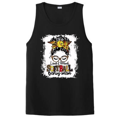 Loud And Proud Softball Bonus Mom Messy Bun Game Day Vibes Gift PosiCharge Competitor Tank