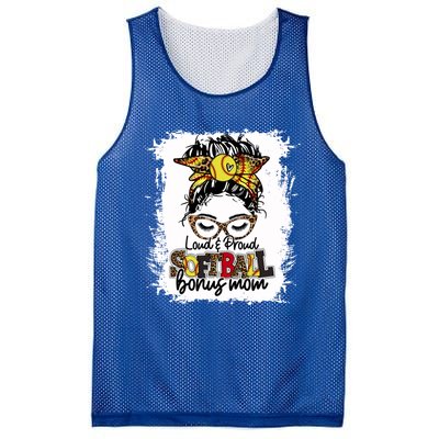 Loud And Proud Softball Bonus Mom Messy Bun Game Day Vibes Gift Mesh Reversible Basketball Jersey Tank