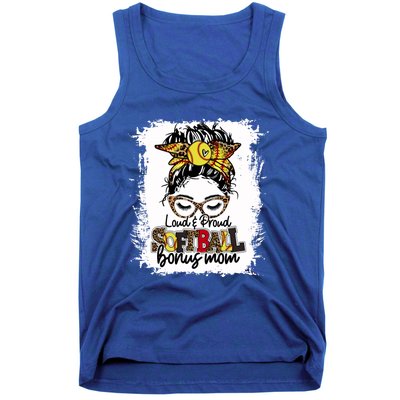 Loud And Proud Softball Bonus Mom Messy Bun Game Day Vibes Gift Tank Top