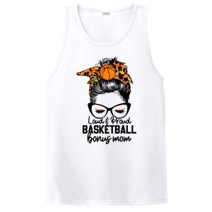 Loud And Proud Basketball Bonus Mom Messy Bun Game Day Vibes Cool Gift PosiCharge Competitor Tank