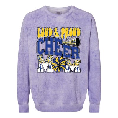 Loud And Proud Cheer Mom Leopard Cheerleader Blue Gift Colorblast Crewneck Sweatshirt