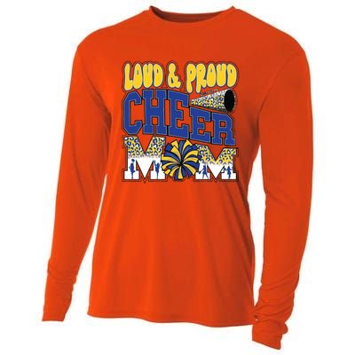 Loud And Proud Cheer Mom Leopard Cheerleader Blue Gift Cooling Performance Long Sleeve Crew