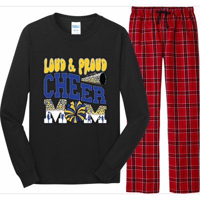 Loud And Proud Cheer Mom Leopard Cheerleader Blue Gift Long Sleeve Pajama Set