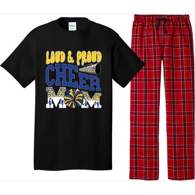 Loud And Proud Cheer Mom Leopard Cheerleader Blue Gift Pajama Set