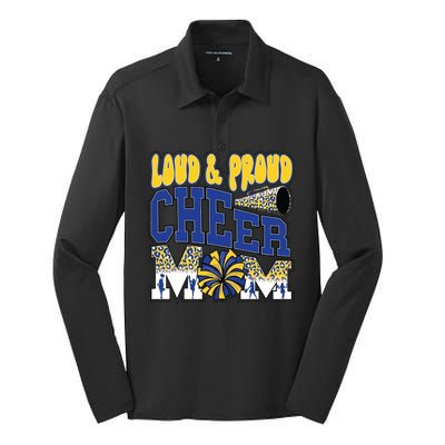 Loud And Proud Cheer Mom Leopard Cheerleader Blue Gift Silk Touch Performance Long Sleeve Polo