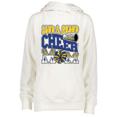 Loud And Proud Cheer Mom Leopard Cheerleader Blue Gift Womens Funnel Neck Pullover Hood