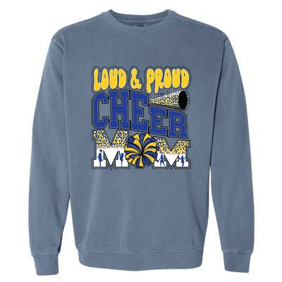 Loud And Proud Cheer Mom Leopard Cheerleader Blue Gift Garment-Dyed Sweatshirt