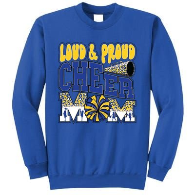 Loud And Proud Cheer Mom Leopard Cheerleader Blue Gift Sweatshirt